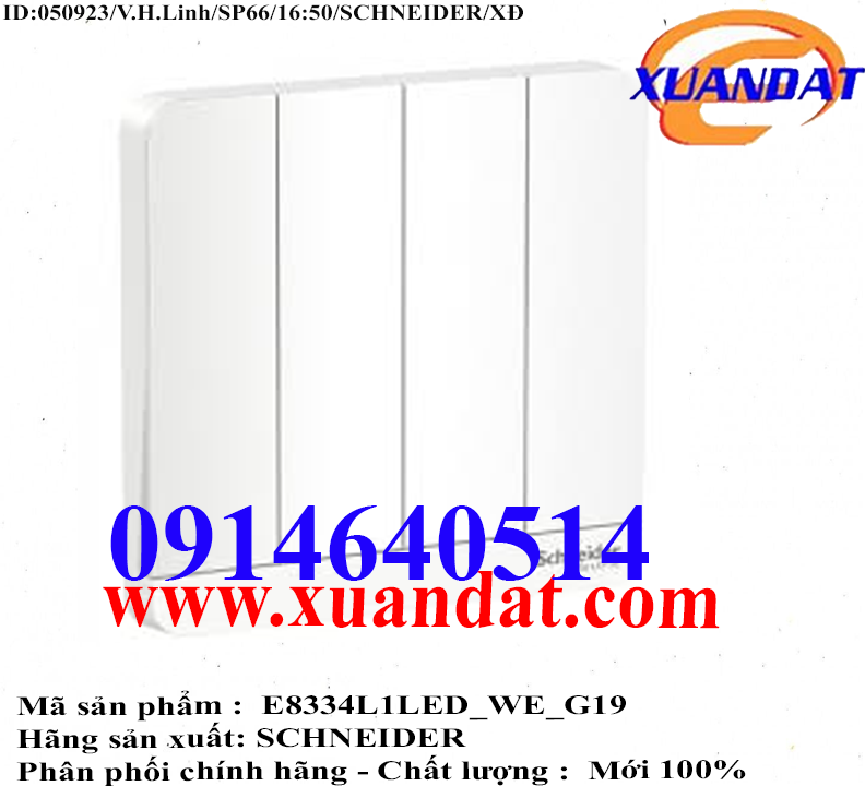 Bộ Công Tắc Bốn 1 Chiều 16AX, Có LED AvatarOn E8334L1LED_WE_G19 Schneider