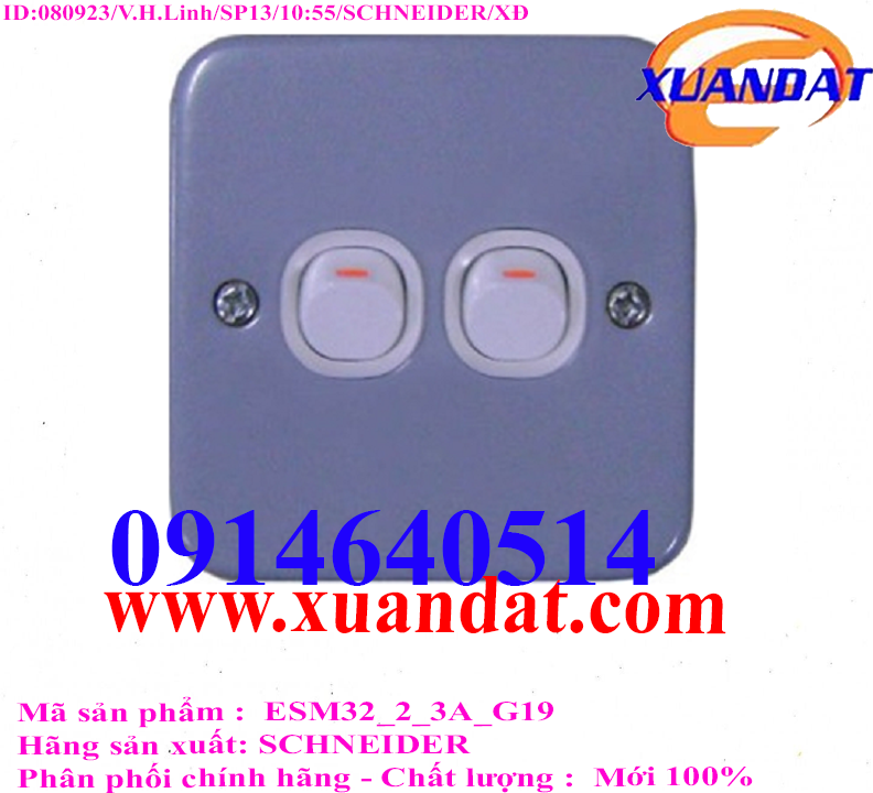 Bộ Công Tắc Đôi 2 Chiều 10A Mặt Kim Loại E30&EMS ESM32_2_3A_G19 Schneider