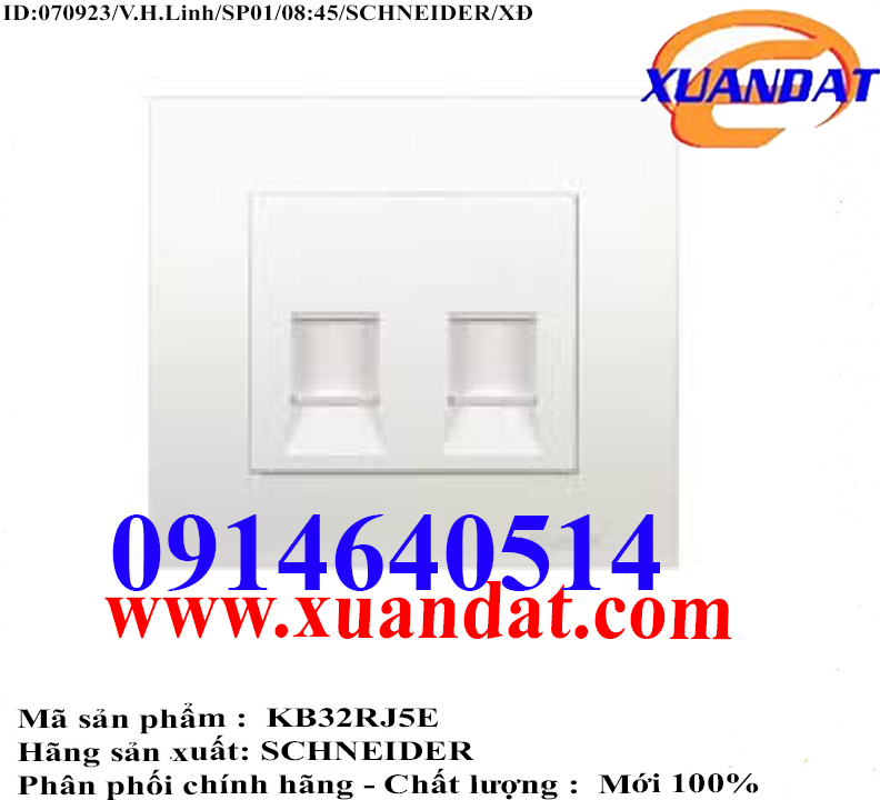 Bộ Ổ Cắm Mạng Cat5e Đôi Vivace KB32RJ5E Schneider