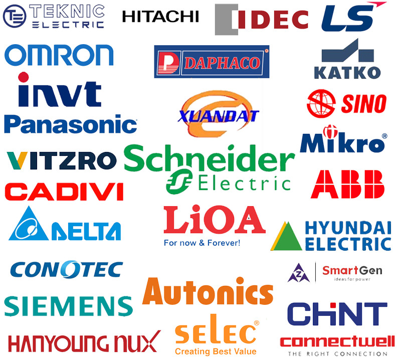 Phân phối thiết bị điện các hãng nổi tiếng: Panasonic, Idec, Mitsubishi, Schneider, Cadivi, Hanyoung, LS. Hyundai, Fuji, Sino..., giá rẻ, chính hãng